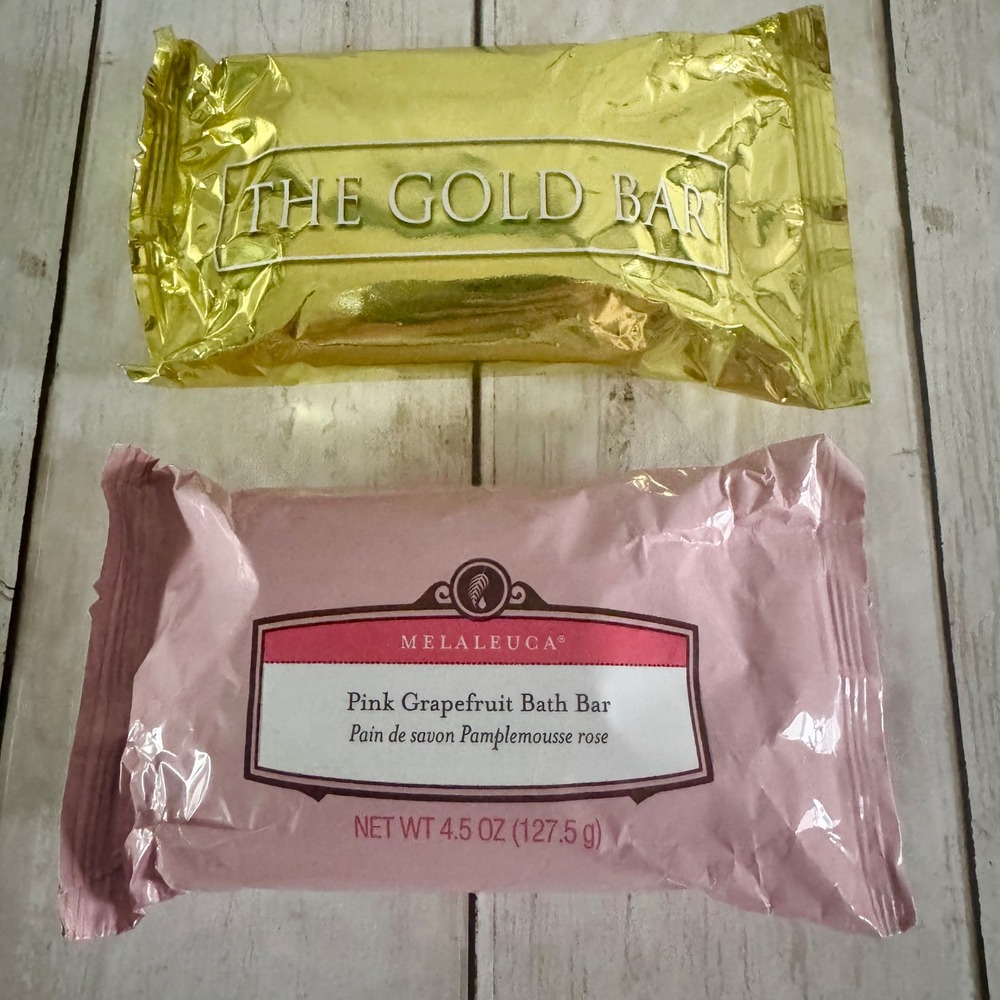 Melaleuca The Gold Bar and Pink Grapefruit Bath Bar Soap Set 4.5 oz Each 2 Pack